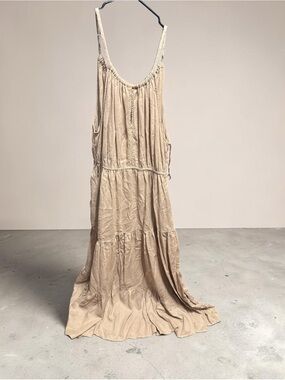 Rachel Zoe Neutral Beige Tiered Maxi Dress